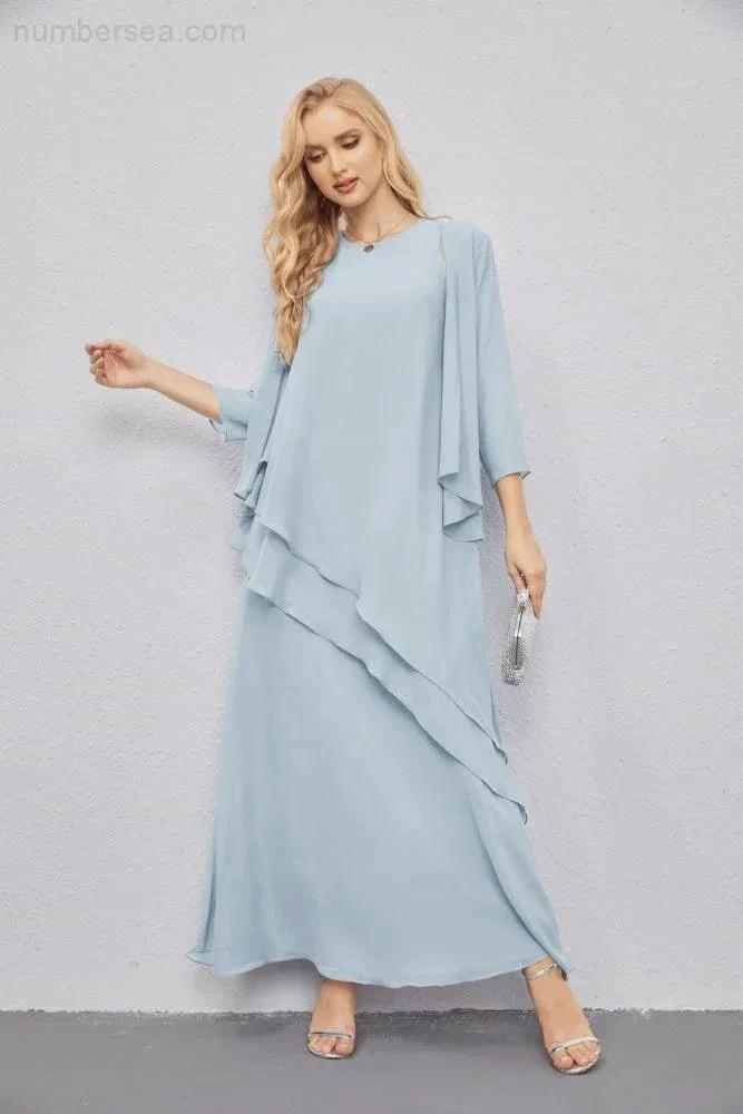 Mother of Bride Dresses with Open Front Lightweight Cardigan Formal Prom Gown  28081 (ZD16990)