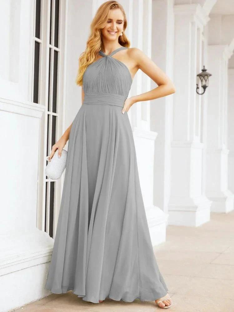 Numbersea Crisscross Halter Bridesmaid Dresses for Party Wedding Evening Prom Maxi Ball Gowns 28053 by numbersea