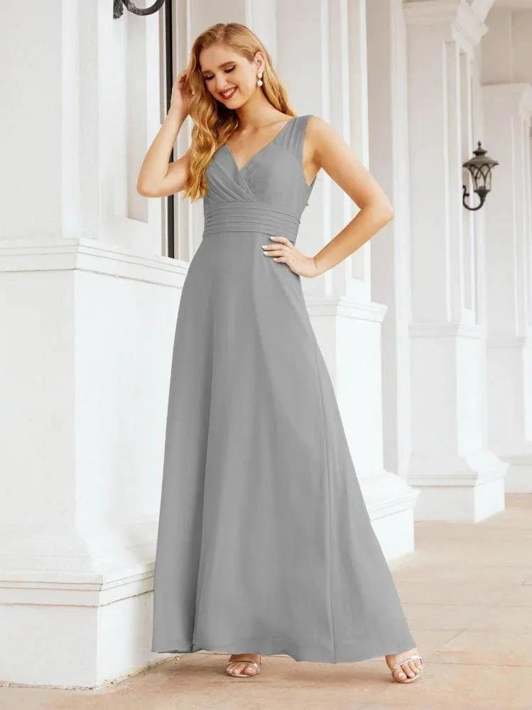 Formal Prom Gown Elegant V-Neck Sleeveless Bridesmaid Dresses for Wedding Party 28037 by numbersea