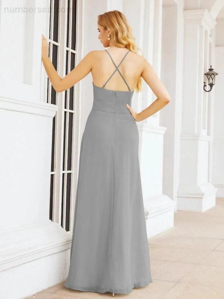 ZapDress Halter Bridesmaid Dresses with Pockets Sleeveless Formal Evening Party Prom Gowns  28055 (ZD17039)