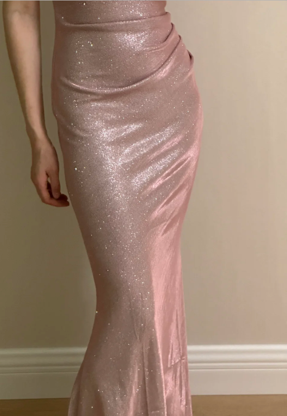 Elegant Pink Mermaid Spaghetti Strap Glittery Long Prom Dress Evening Dress Bridesmaid Dress