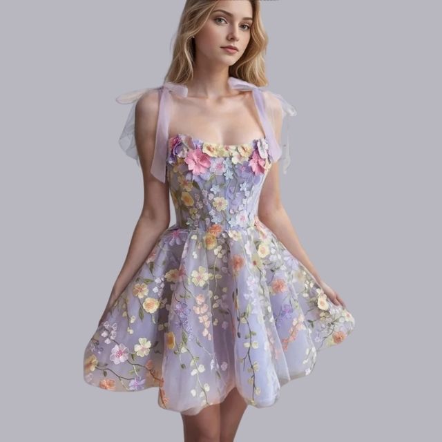 Daniela Elevated Cocktail Dress with Floral Appliqu��s Chic Silhouette Collection