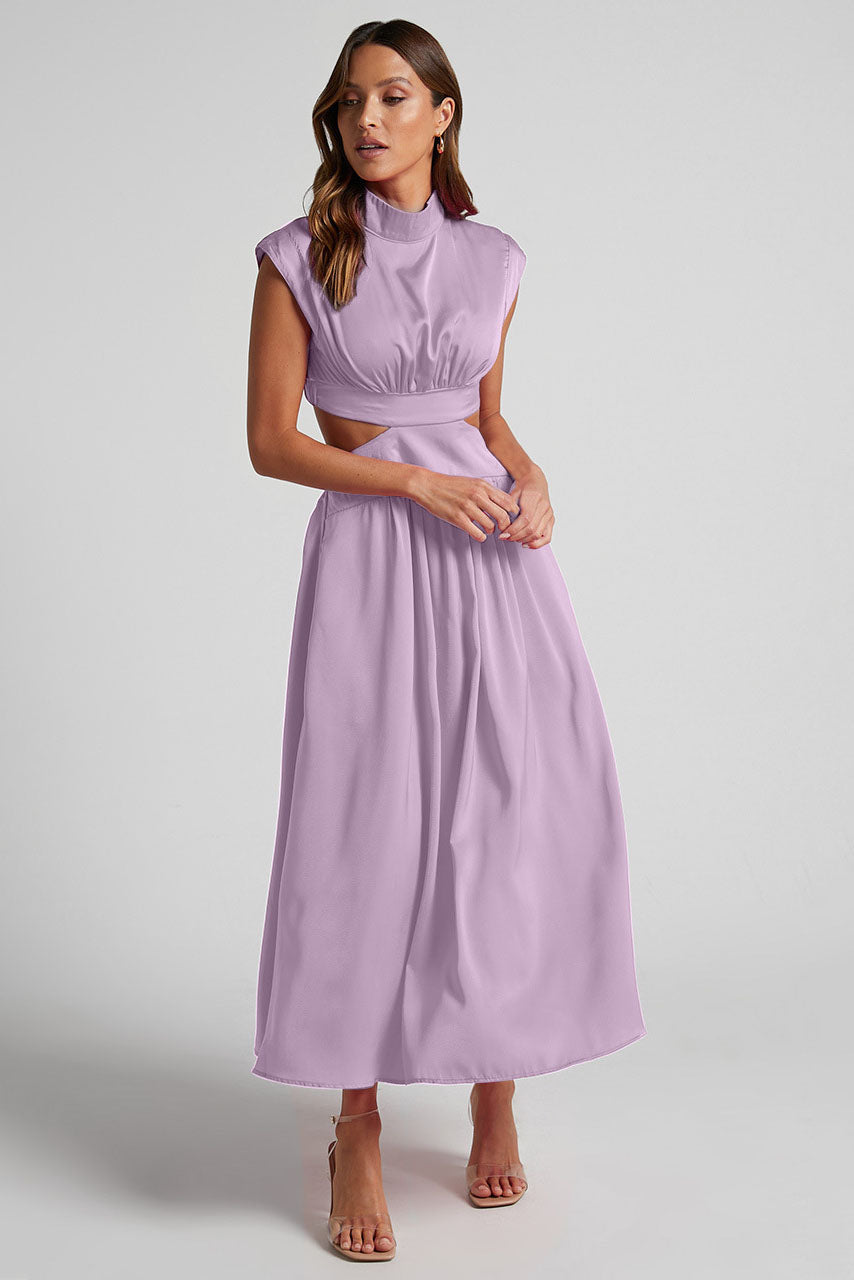 Rafaela Effortless Holiday Midi Dress with Cut Out Waist and Pockets Chic Silhouette Collection