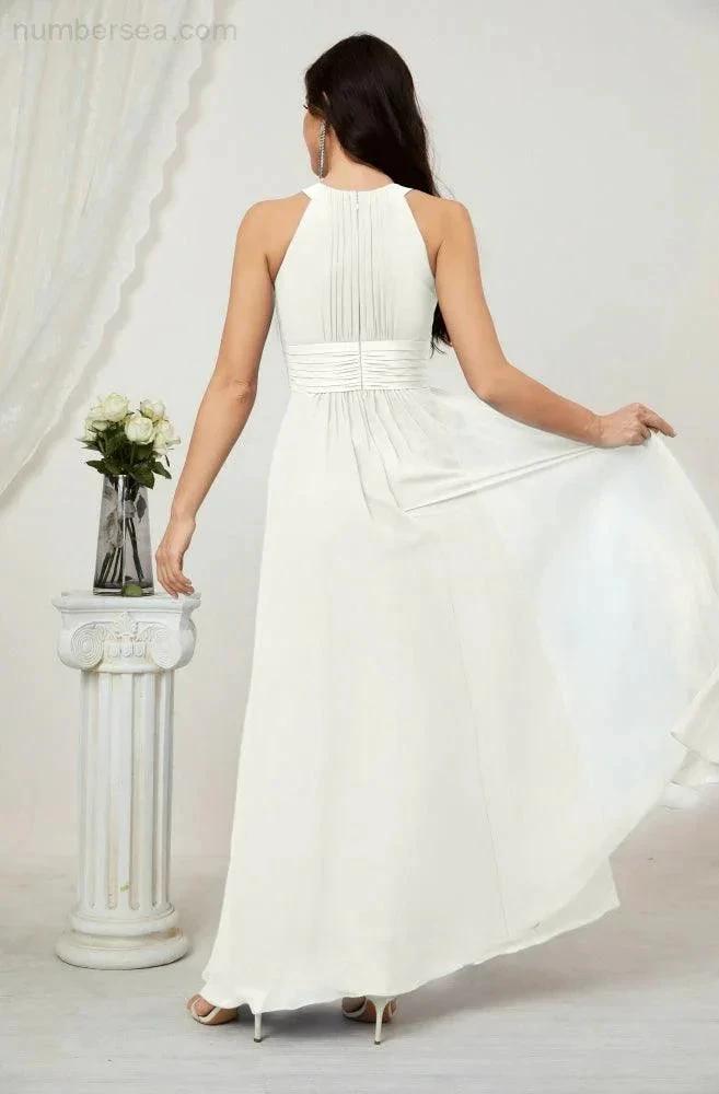 ZapDress Formal Party Gown Dress Chiffon Halter Long Sleeveless Bridesmaid Dresses 2802 (ZD16960)