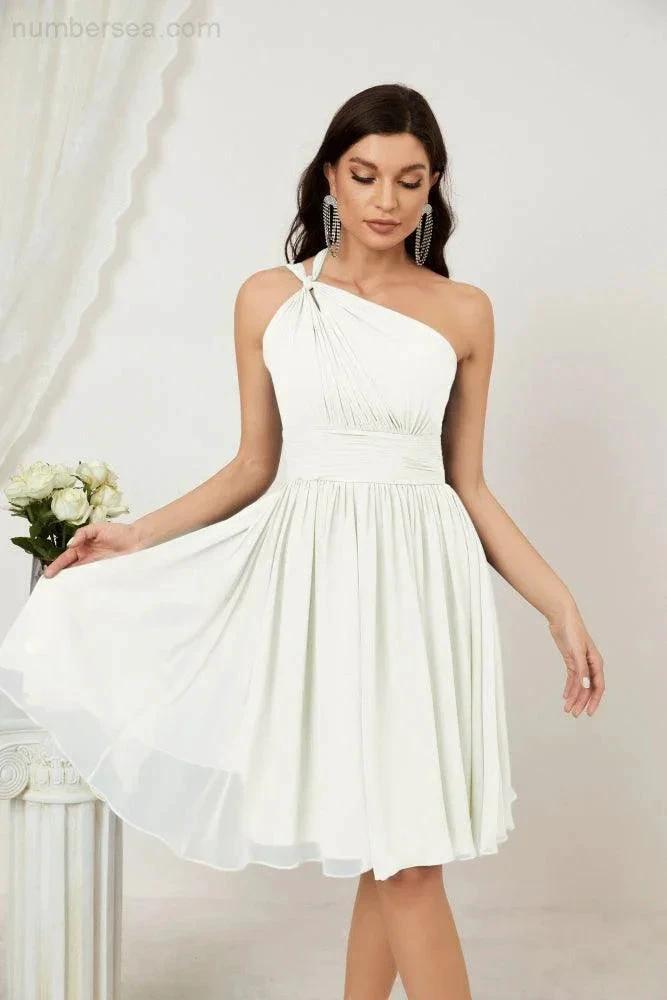 ZapDress Women Chiffon Short One Shoulder Bridesmaid Dress Formal Dresses for Party Homecoming  2804 (ZD16948)