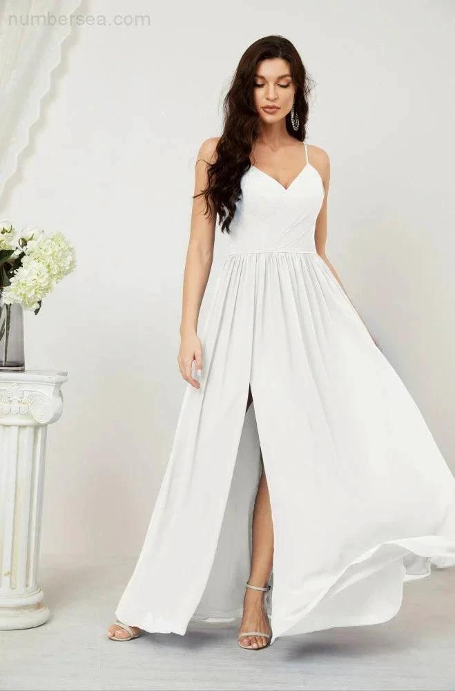 ZapDress  Neck Bridesmaid Dresses Chiffon Long Spaghetti A-line Formal Prom Gown for Wedding Party Evening 2801 (ZD16961)