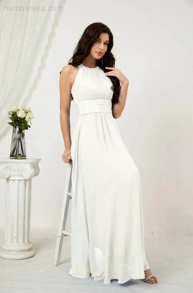 ZapDress Formal Party Gown Dress Chiffon Halter Long Sleeveless Bridesmaid Dresses 2802 (ZD16960)