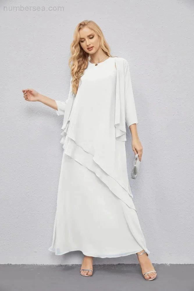 Mother of Bride Dresses with Open Front Lightweight Cardigan Formal Prom Gown  28081 (ZD16990)