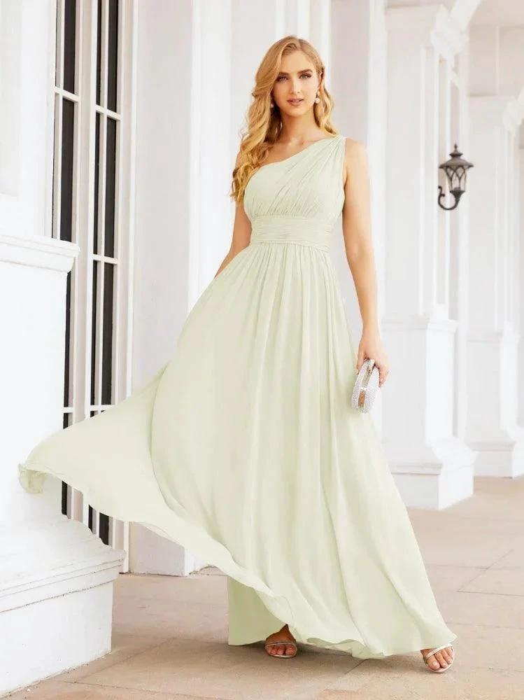 Numbersea One Shoulder Bridesmaid Dresses Long Maxi Formal Evening Party Prom Gowns 28061 by numbersea
