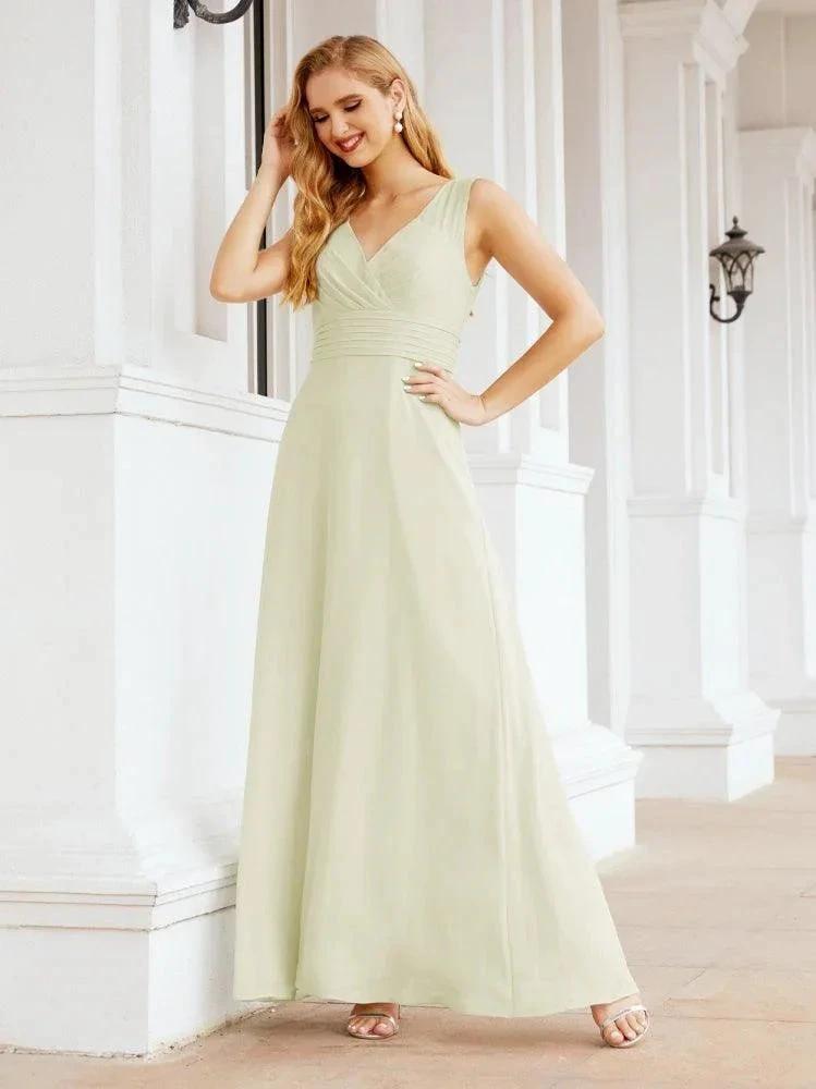 Formal Prom Gown Elegant V-Neck Sleeveless Bridesmaid Dresses for Wedding Party 28037 by numbersea