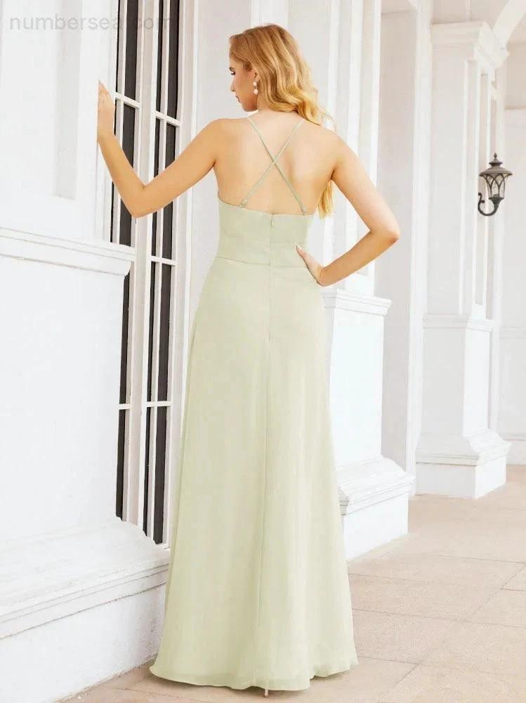 ZapDress Halter Bridesmaid Dresses with Pockets Sleeveless Formal Evening Party Prom Gowns  28055 (ZD17039)