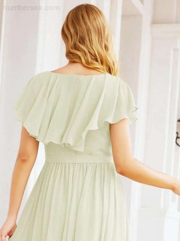 Bridesmaid Dresses with Flutter Sleeves Formal Evening Party Prom Gowns 28044 (ZD17033)