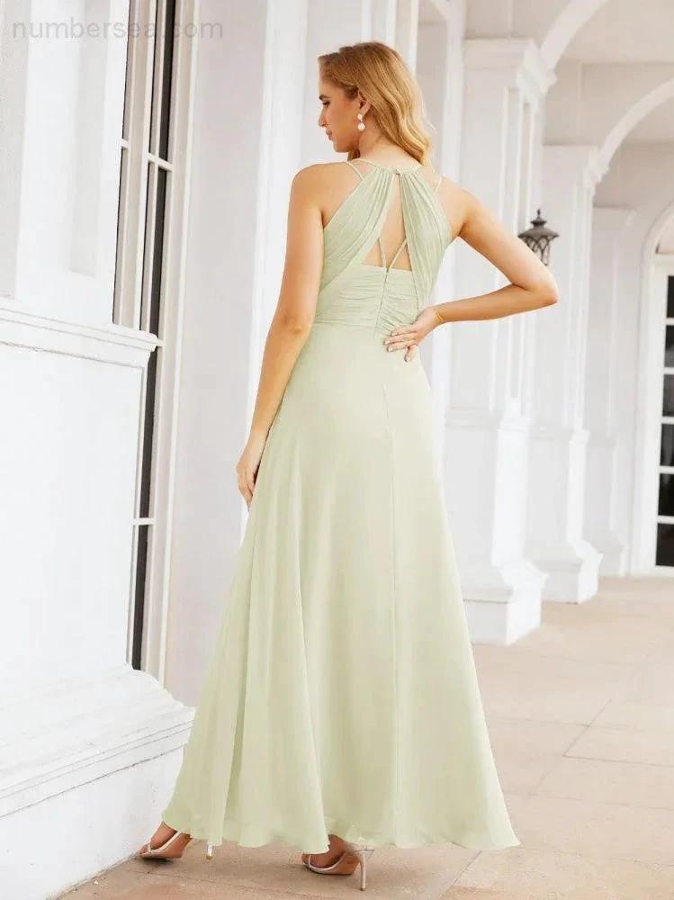 ZapDress Double Spaghetti Straps Bridesmaid Dresses for Women Long Formal Party Dress Side Split 28051 (ZD17036)