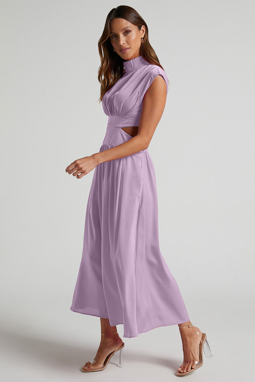 Rafaela Effortless Holiday Midi Dress with Cut Out Waist and Pockets Chic Silhouette Collection