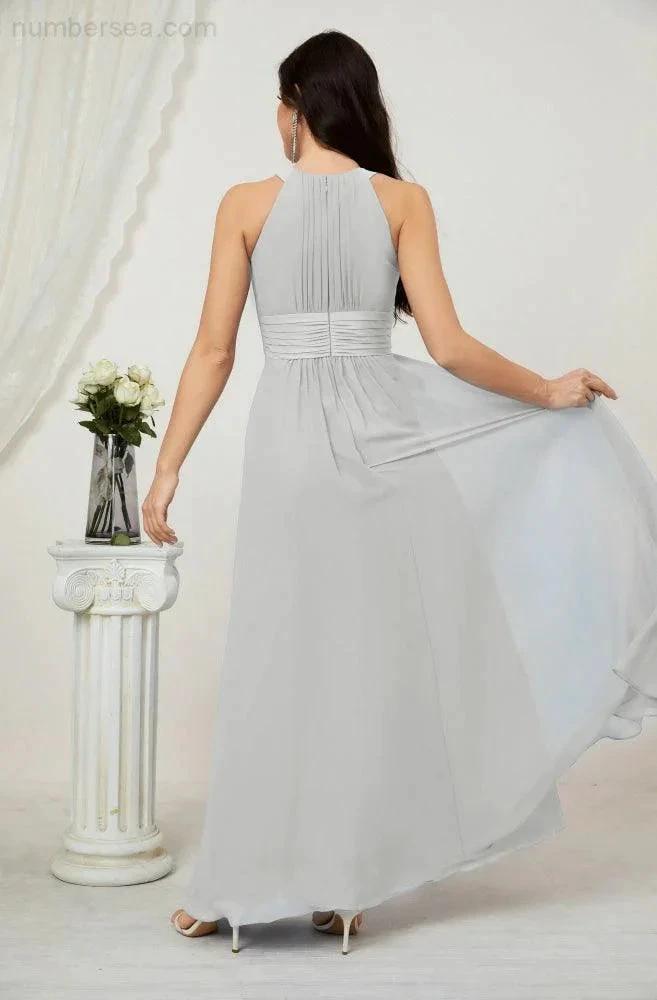 ZapDress Formal Party Gown Dress Chiffon Halter Long Sleeveless Bridesmaid Dresses 2802 (ZD16960)