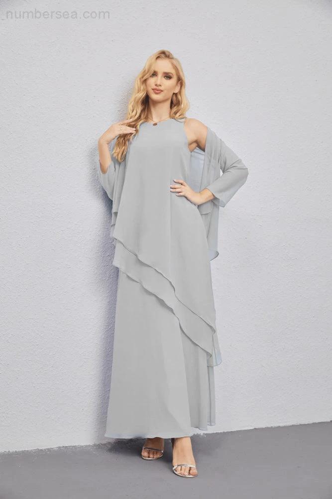 Mother of Bride Dresses with Open Front Lightweight Cardigan Formal Prom Gown  28081 (ZD16990)