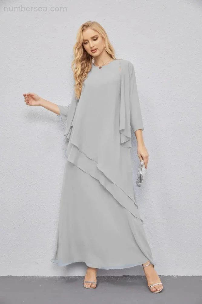 Mother of Bride Dresses with Open Front Lightweight Cardigan Formal Prom Gown  28081 (ZD16990)