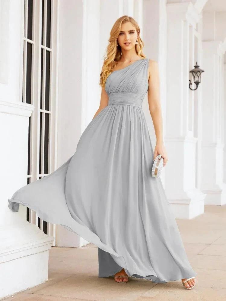 Numbersea One Shoulder Bridesmaid Dresses Long Maxi Formal Evening Party Prom Gowns 28061 by numbersea