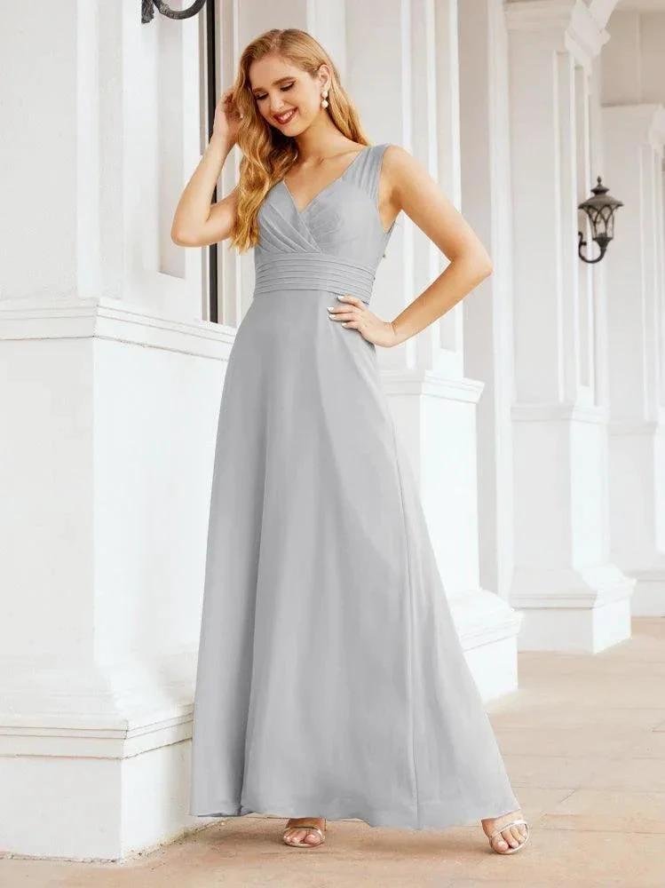 Formal Prom Gown Elegant V-Neck Sleeveless Bridesmaid Dresses for Wedding Party 28037 by numbersea
