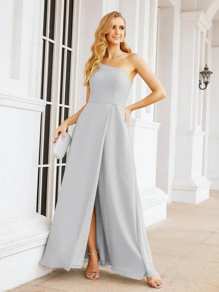 Numbersea Women's One Shoulder Formal Prom Gowns for Mother of The Bride Side Slit Bridesmaid Dresses 28052 by numbersea