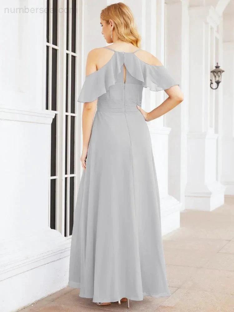 ZapDress Cold Shoulder Long Bridesmaid Dresses Side Slit Formal Prom Gowns Party Wedding 28070 (ZD16993)