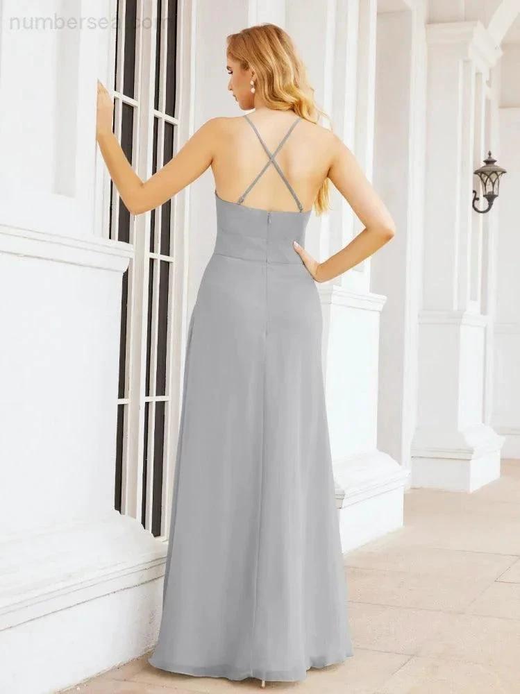 ZapDress Halter Bridesmaid Dresses with Pockets Sleeveless Formal Evening Party Prom Gowns  28055 (ZD17039)