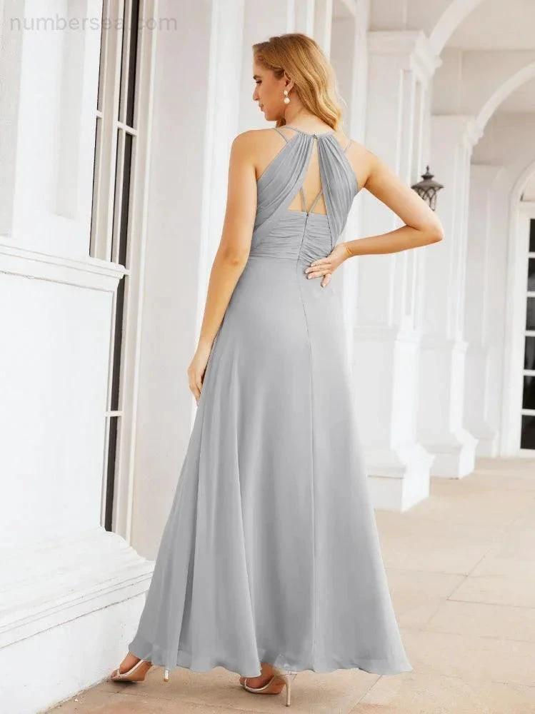 ZapDress Double Spaghetti Straps Bridesmaid Dresses for Women Long Formal Party Dress Side Split 28051 (ZD17036)