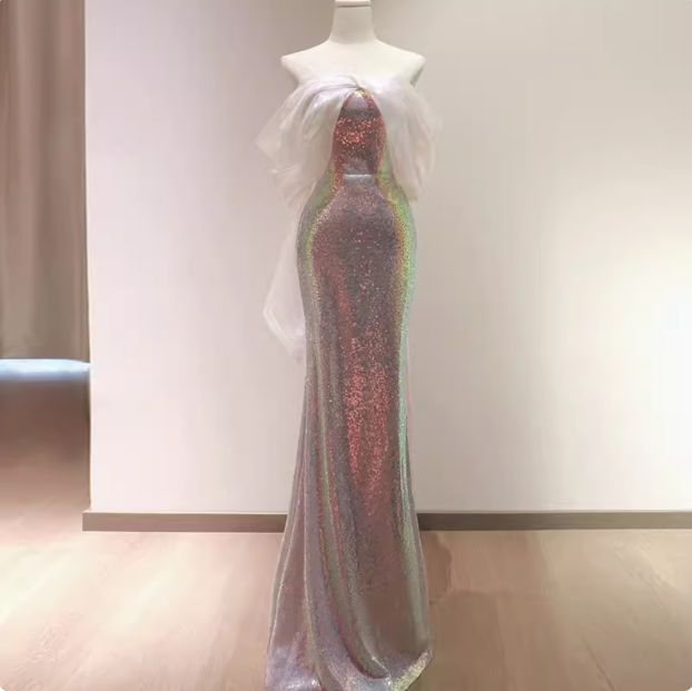 Charming Sequins Mermaid Evening Dress Shiny Long Prom Dress Y7687 - VelvetHem