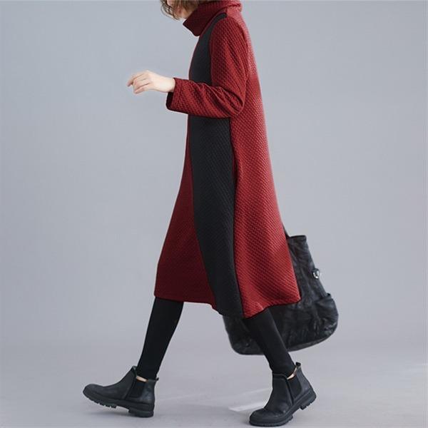 long sleeve plus size cotton vintage women casual loose midi autumn winter elegant party dress clothes