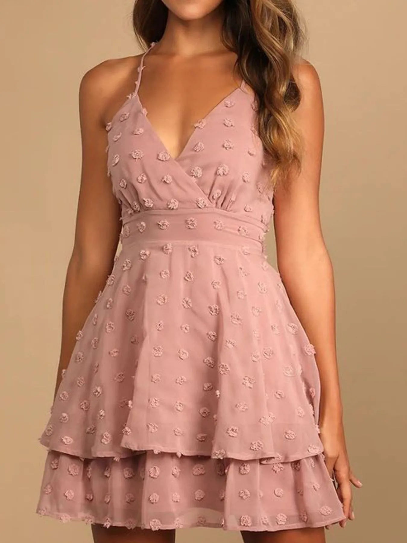 Lia Exclusive V Neck Polka Dot Mini Dress Boutique Collection