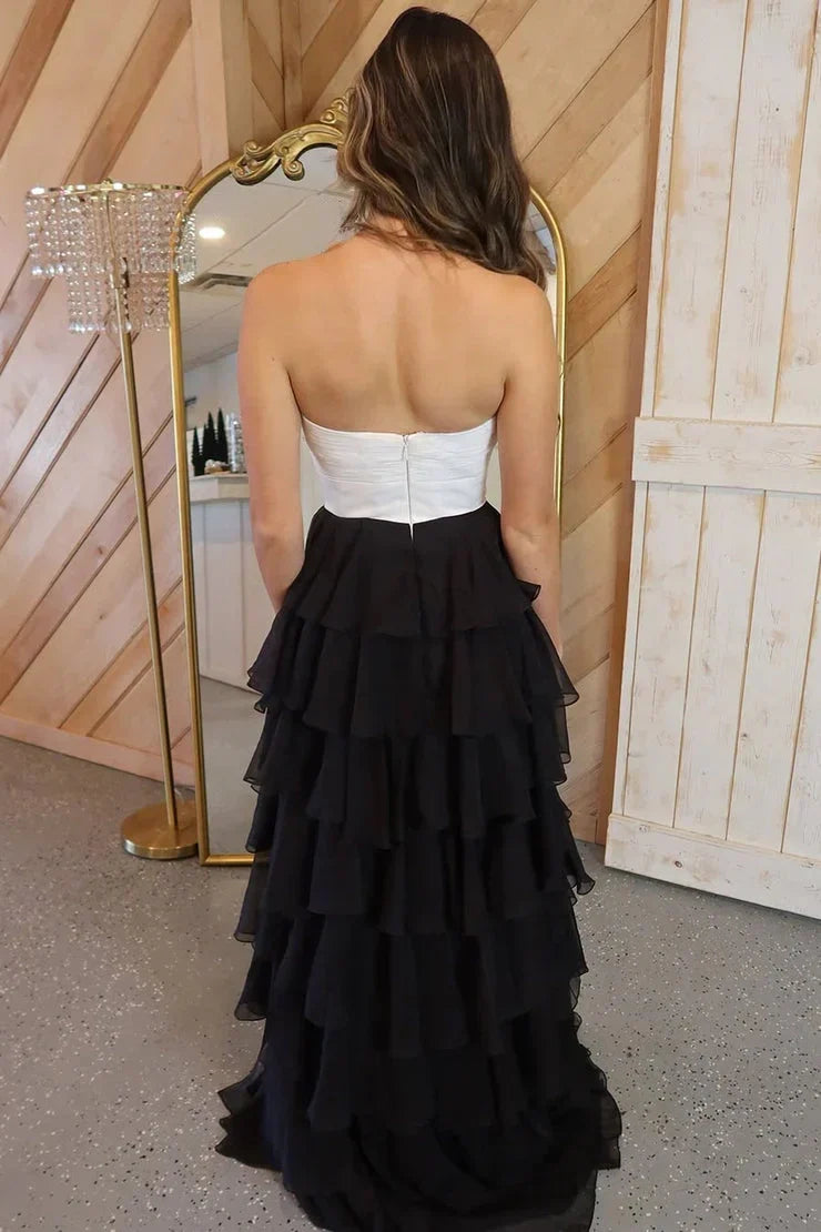 Sweety A-Line Sweetheart Pink Printed Long Tiered Prom Dress with Slit