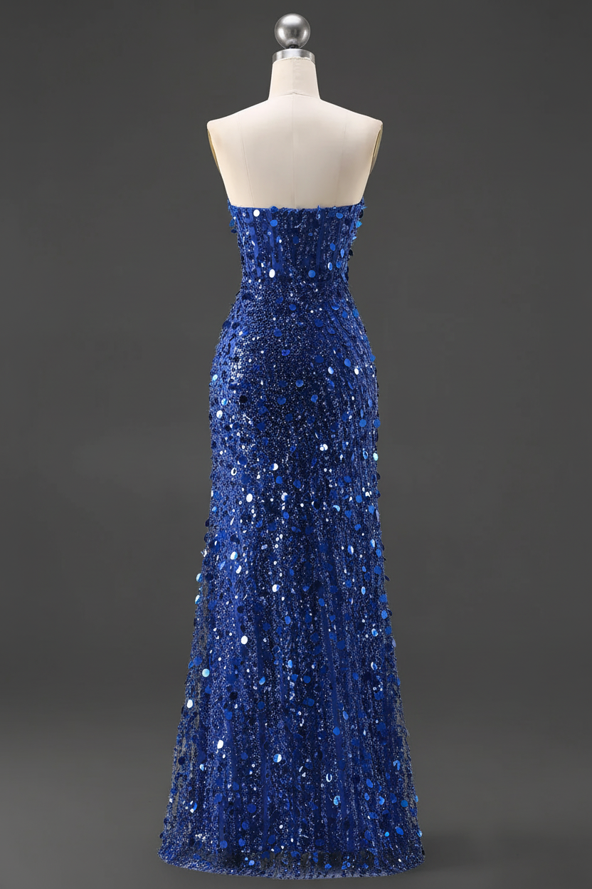 Sparkly Gold Fully Beaded Prom Dress with Deep V Neck Slit and Open Back (ZD17393)