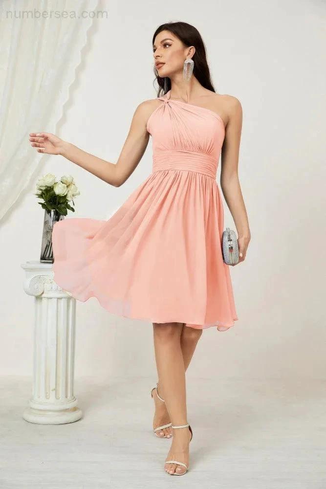 ZapDress Women Chiffon Short One Shoulder Bridesmaid Dress Formal Dresses for Party Homecoming  2804 (ZD16948)
