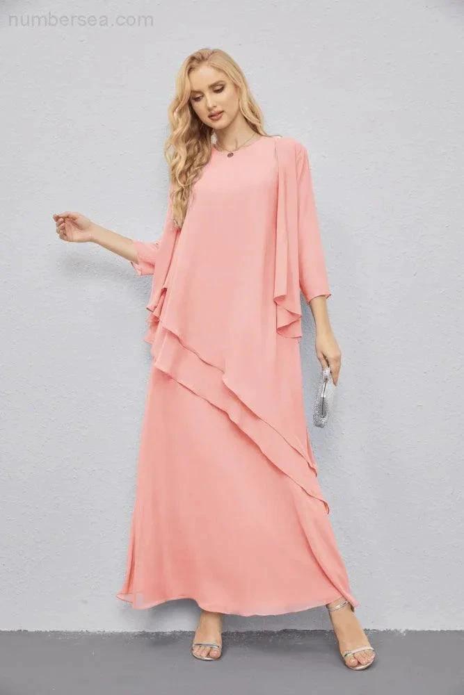 Mother of Bride Dresses with Open Front Lightweight Cardigan Formal Prom Gown  28081 (ZD16990)