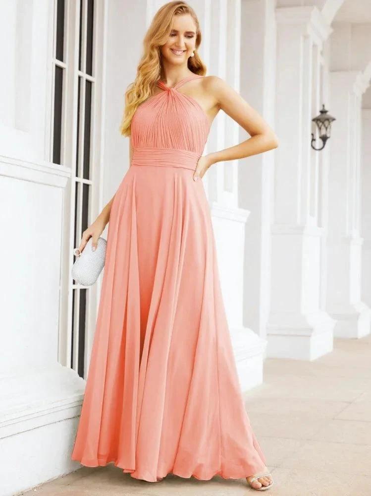 Numbersea Crisscross Halter Bridesmaid Dresses for Party Wedding Evening Prom Maxi Ball Gowns 28053 by numbersea