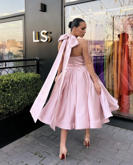 A-Line Evening Gown Homecoming Dress Wedding Guest Satin Dress with Butterfly fg6360 - VelvetHem