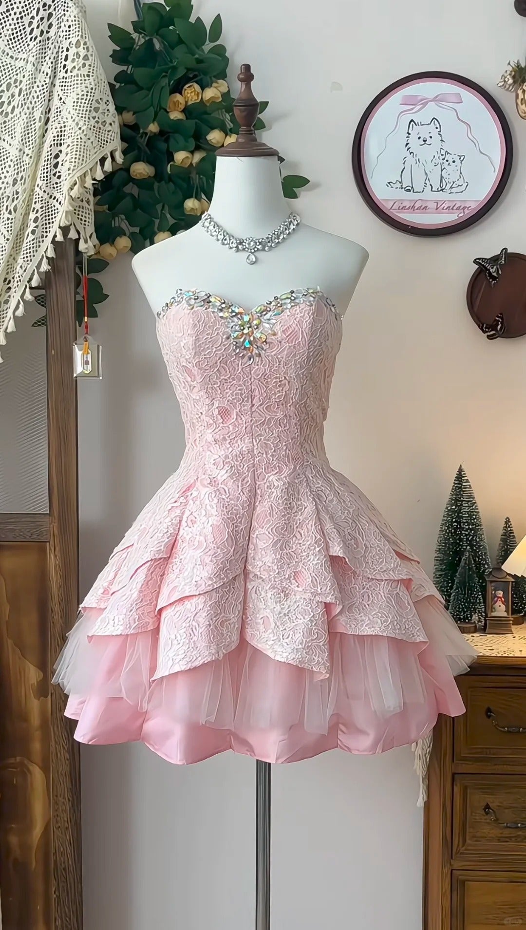 Pink Short Prom Dress Birthday Party Dress Homecoming Dress - View 2 | VelvetHem