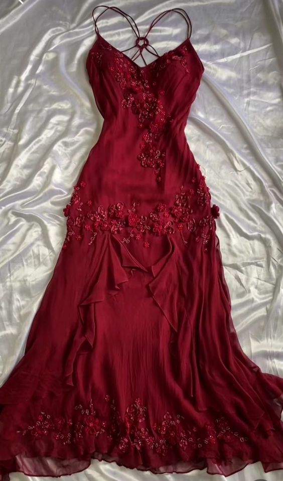 Vintage Sheath Spaghetti Straps Burgundy Long Prom Dress Evening Dresses With Beads fg6714 - VelvetHem