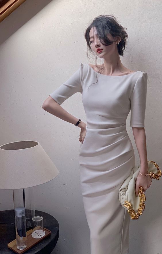 White Evening Dress, Party Dress For Women fg6278 - VelvetHem