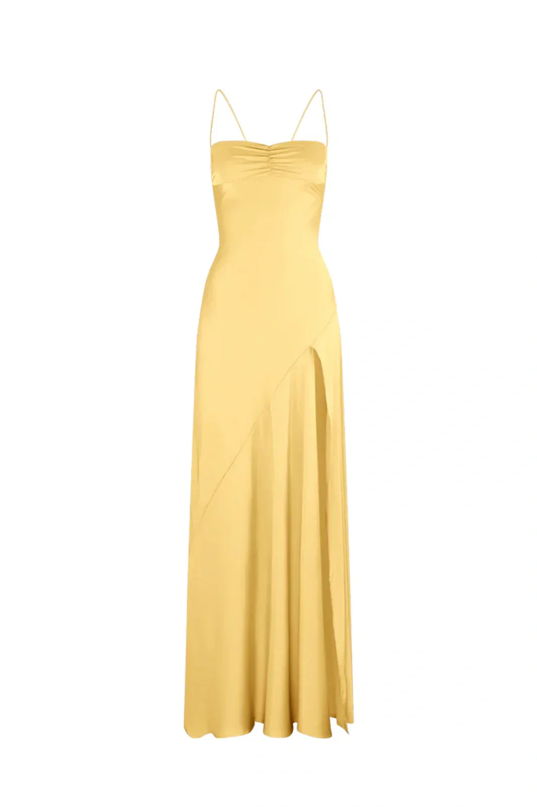 Simple Sheath Spaghetti Straps Pink Long Party Dress with Split Front