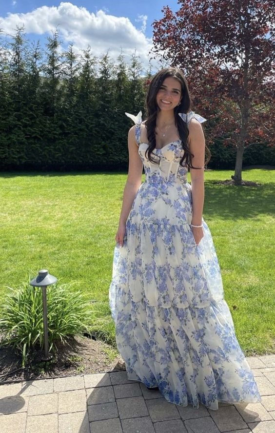 Lovely Floral A-Line Chiffon Junior/Senior Prom Dresses fg6661 - VelvetHem