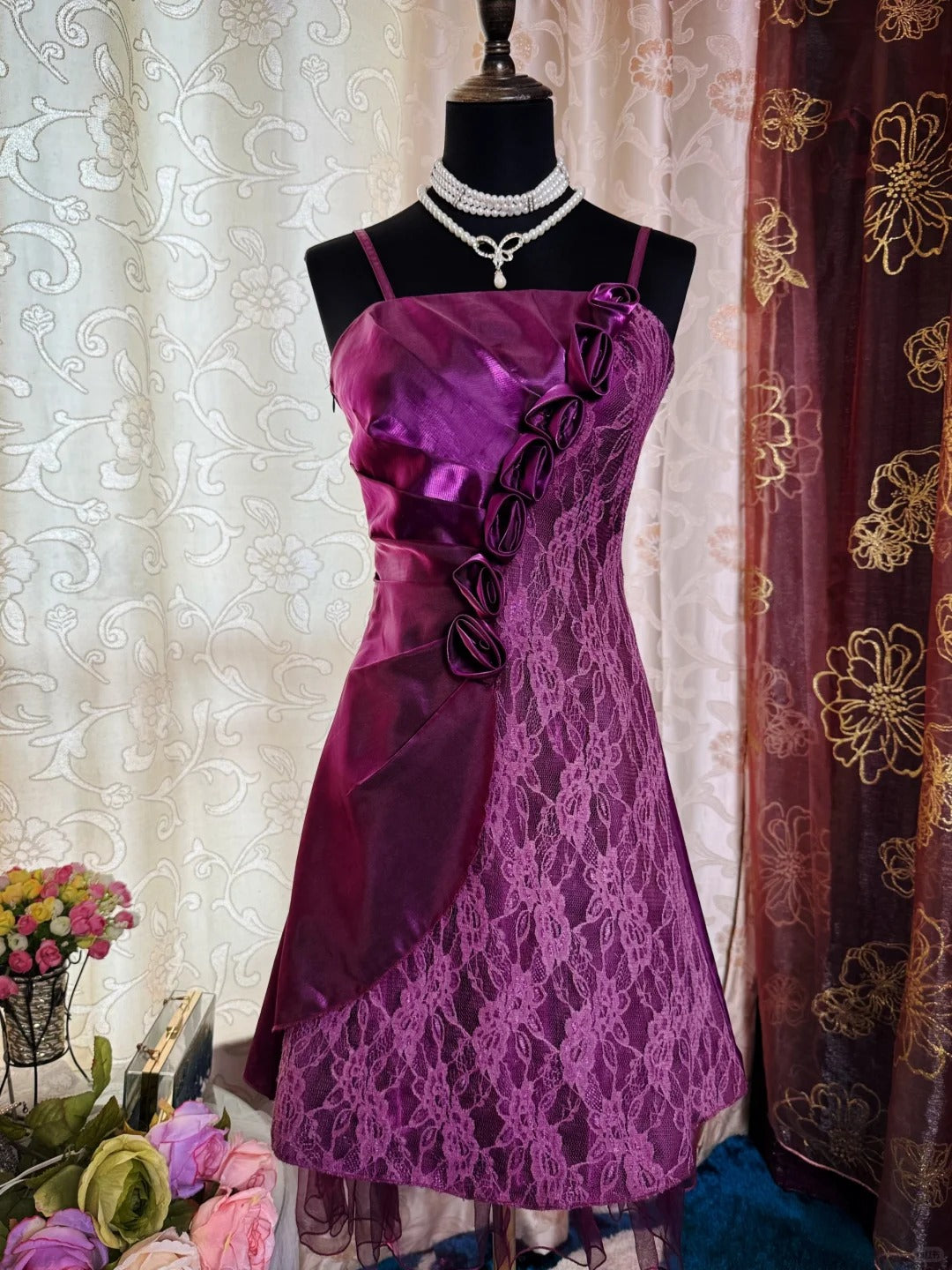 Purple Birthday Outfit Short Evening Dress Short Party Dress Vintage Homecoming Dress