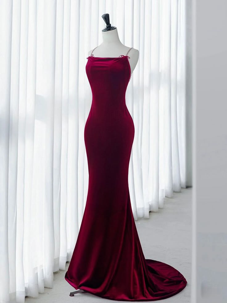 Green Mermaid Velvet Long Prom Dress, Green Long Evening Dress fg6740 - VelvetHem