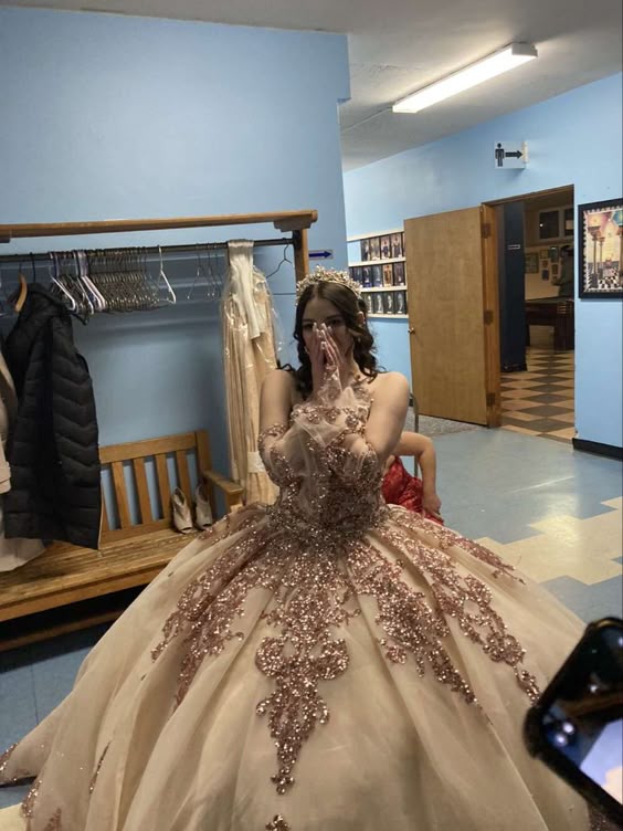Ball Gown Quinceanera Dresses Lace Appliqued Evening Party Sweet 16 Prom Dress fg6533 - VelvetHem