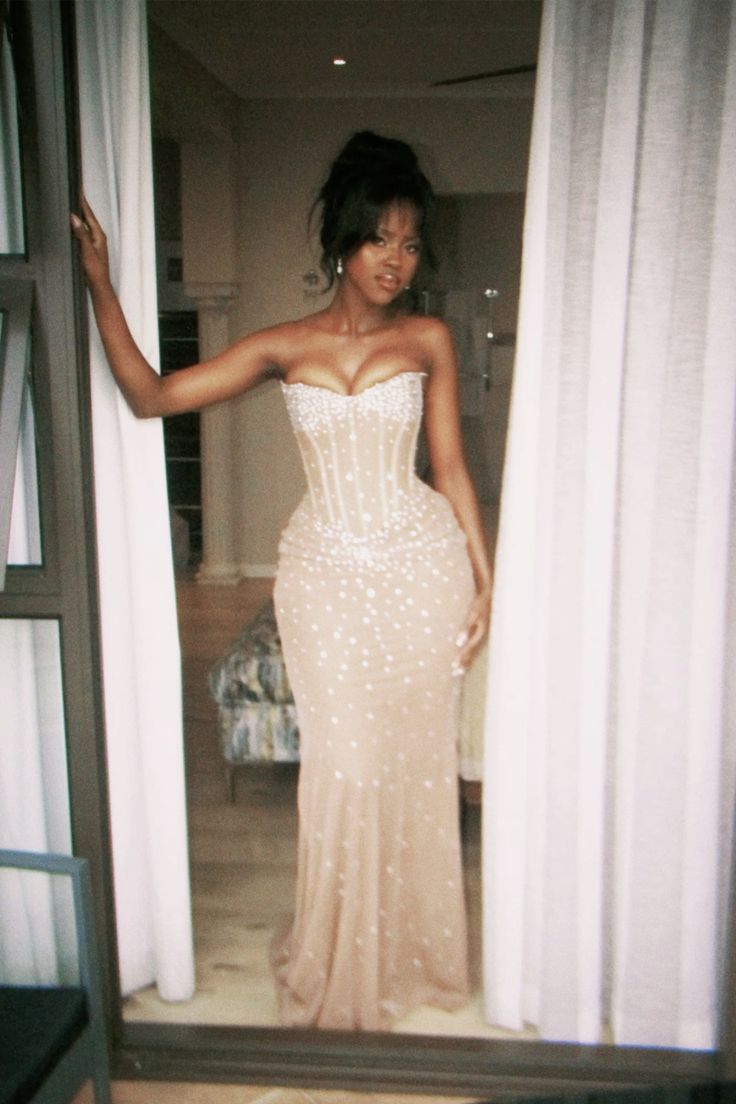 Champagne Strapless Mermaid Prom Dresses Formal Evening Dress