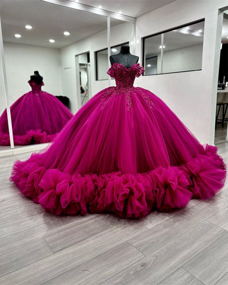 Princess Quinceanera Dresses Tiered Ruffles Appliques Sweet 16 Ball Gowns fg6307 - VelvetHem
