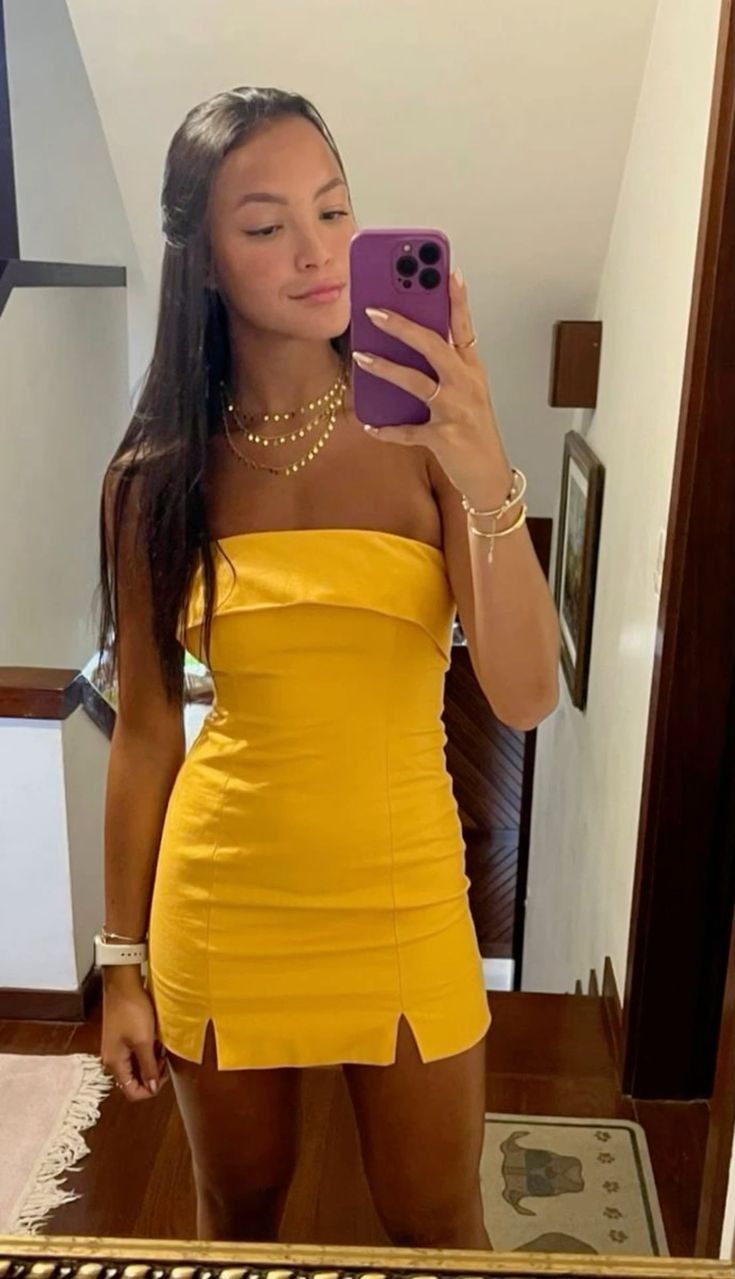 Strapless Yellow Short Prom Party Dress Homecoming Dress fg6301 - VelvetHem