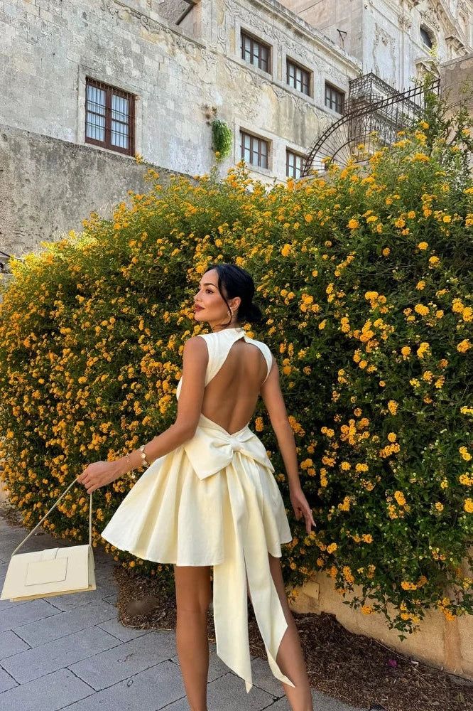 Sleeveless High-Waist Mini Dress Homecoming Dress Short Party Dress - View 3 | VelvetHem