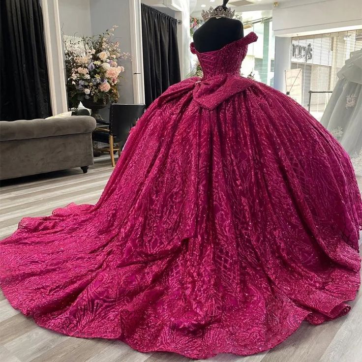 Sparkly Quinceanera Dress Off Shoulder A Line Birthday Party Princess Ball Gown - View 3 | VelvetHem