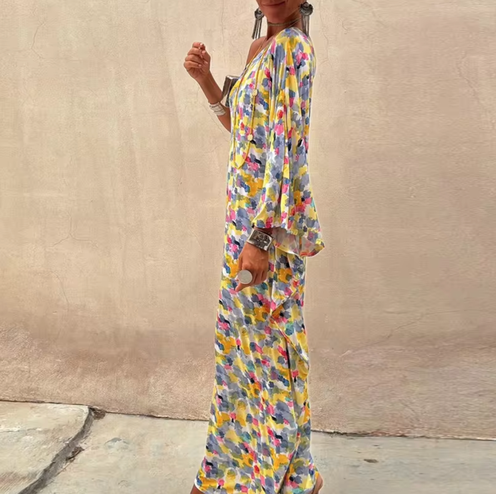 Rosetta Timeless Floral Print One Shoulder Maxi Dress Elevated Occasion Wear